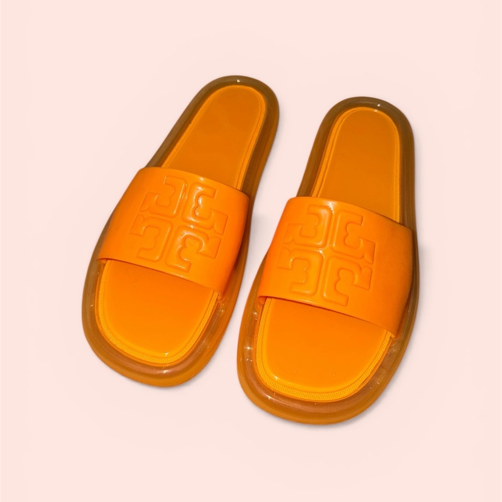 Tory Burch Orange Logo Bubble Slide Sandals